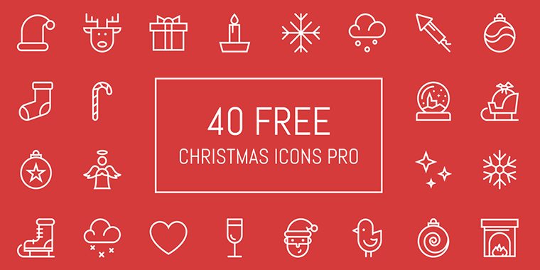 40 lined vector christmas icons for free