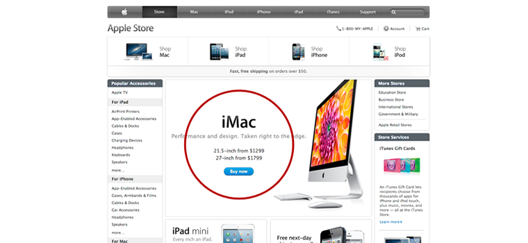 Apple Store nyitó oldala képernyőkép