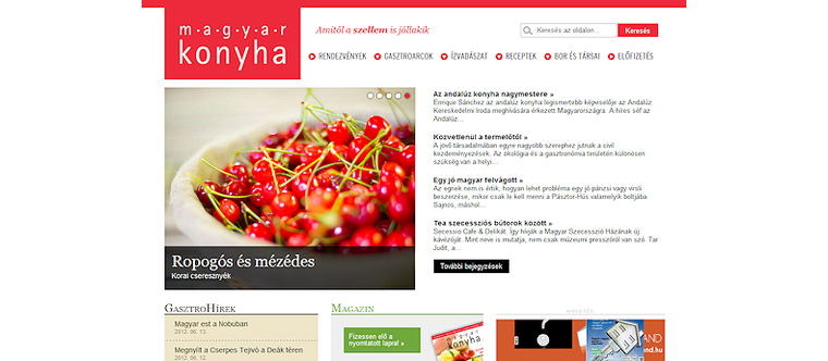 Magyar Konyha Online website képernyőkép