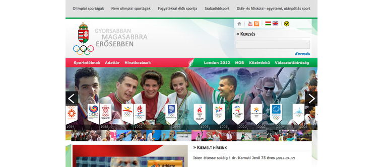 Magyar Olimpiai Bizottság website képernyőkép