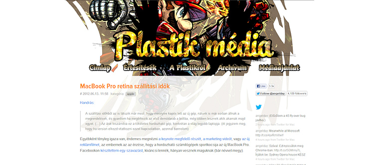 Plastik média website képernyőkép